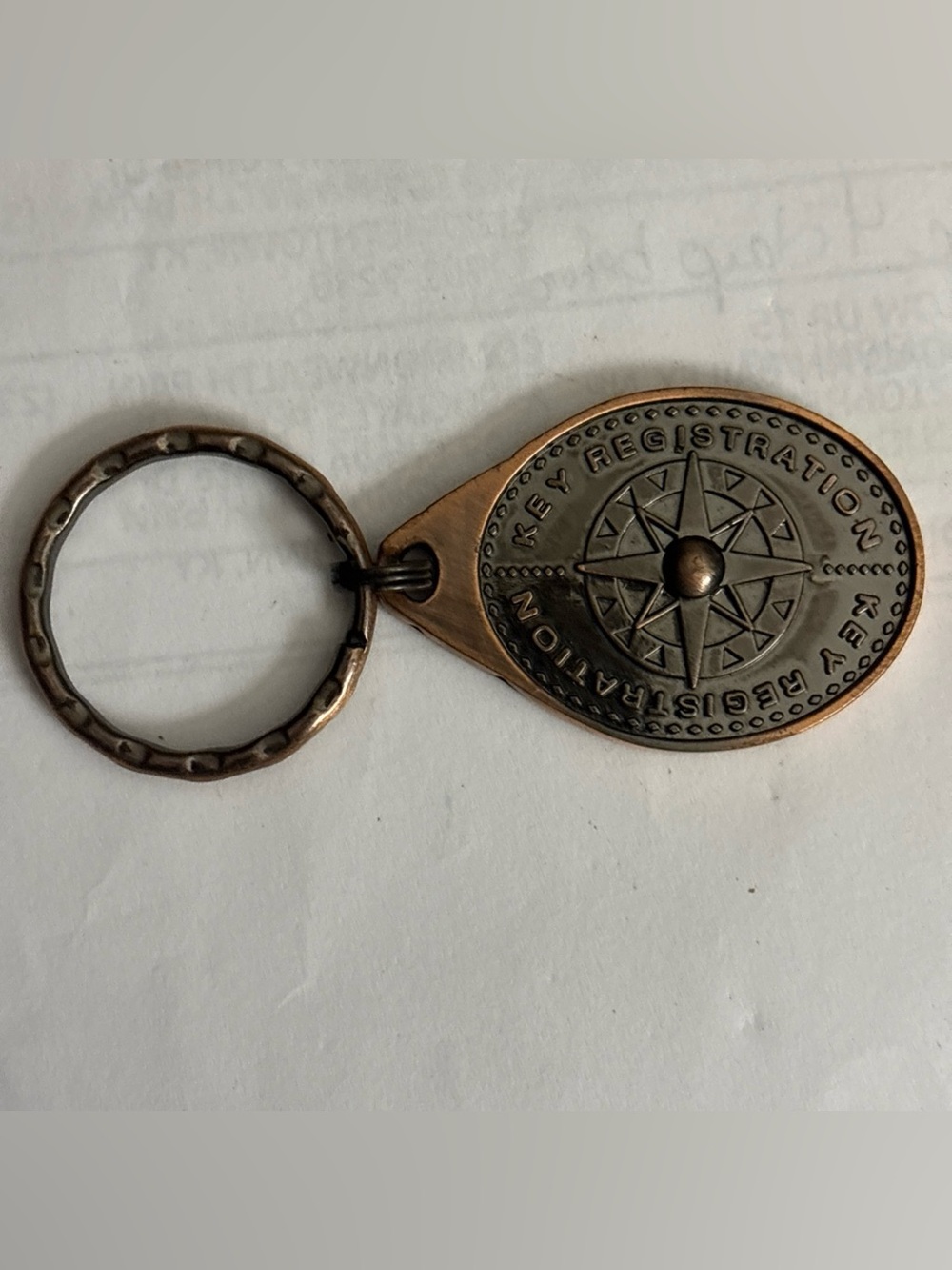 Vintage Bronze Compass Keyring Keychain - Brown
